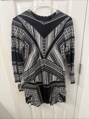 Black and White Geometric Knit Dress - Women's